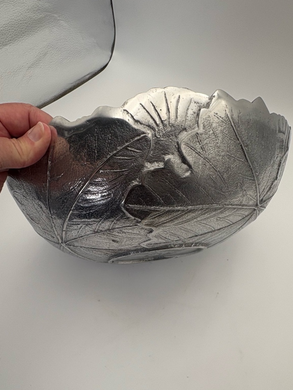 Martha Stewart Collection Park Leaves 12” Aluminum Salad Serving Bowl